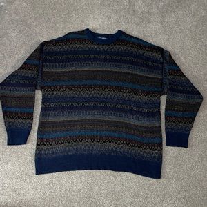 Vintage Ivy Crew XXL Sweater Pullover Cabin Core Grandpa Sweater Multicolor